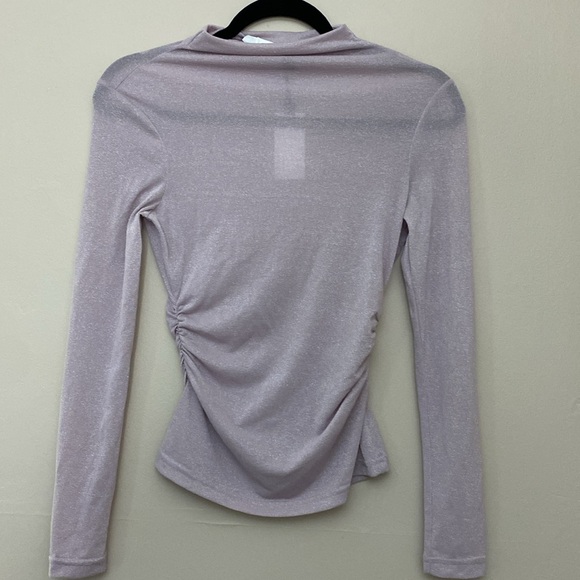ASTR the Label LAVENDER JOBELLE LUREX MOCK NECK LONG SLEEVE TOP - Picture 4 of 9